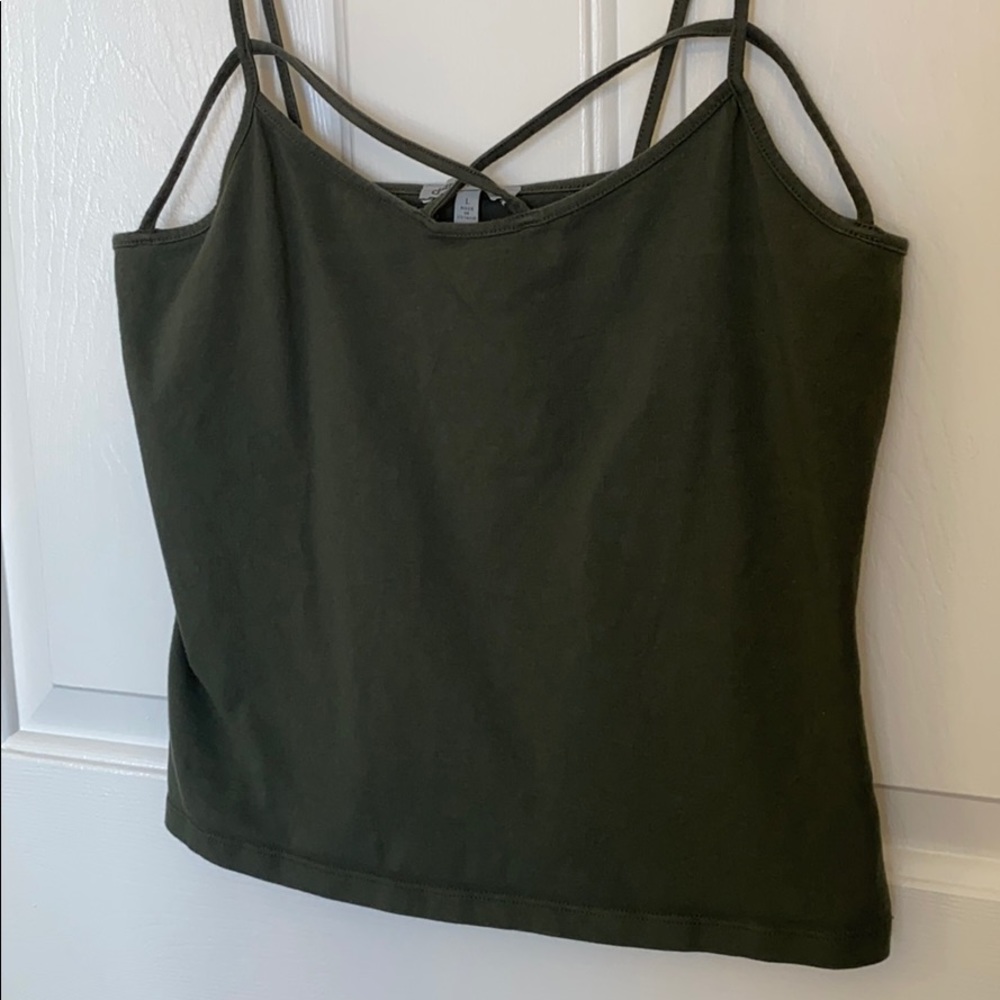 SOLD Charlotte Russe Olive Green Crop Top Size L - Picture 3 of 8